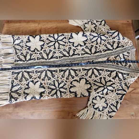 Oscar de la Renta 2020 Open Front Raffia Cardigan - Picture 10 of 13